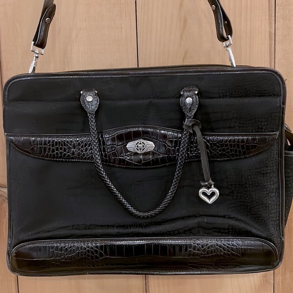 Brighton Handbags - Brighton for Business Martha Black/Brown Croc Leather Laptop Bag​